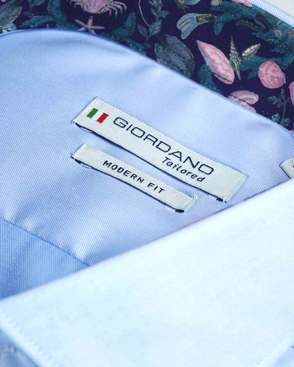 Giordano 'Maggiore' Fine Twill Long Sleeved Shirt - Blue