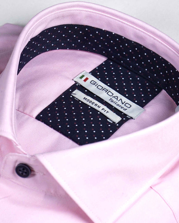 Giordano 'Maggiore' Fine Twill Long Sleeved Shirt - Pink