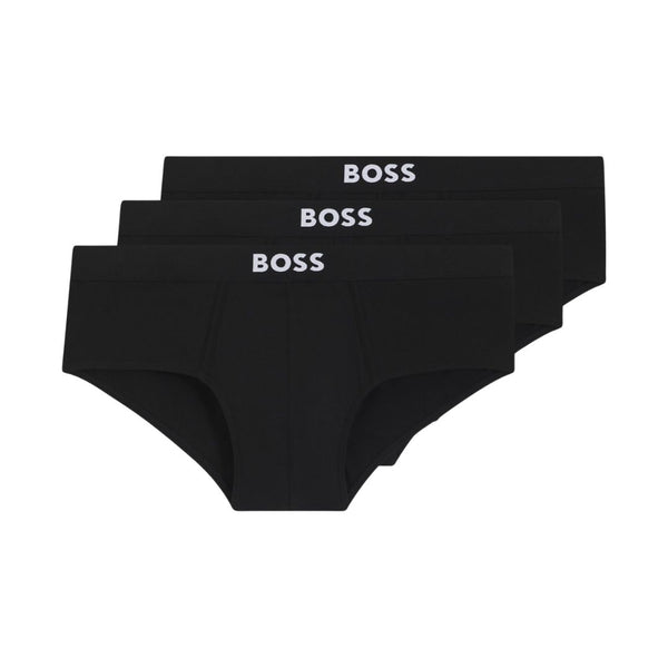 Boss Three-pack low-rise briefs in stretch cotton Black