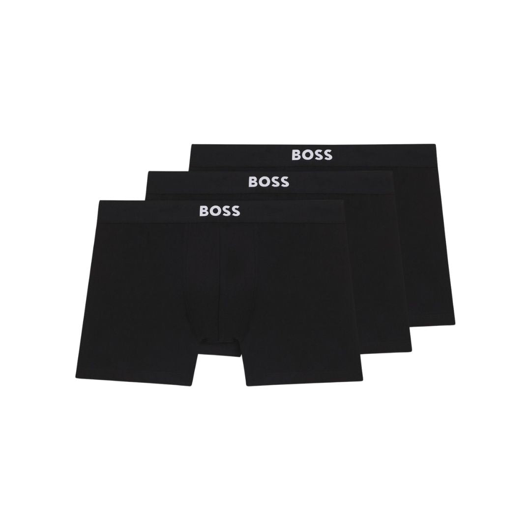 Boss Three-pack of boxer briefs in stretch cotton - Black
