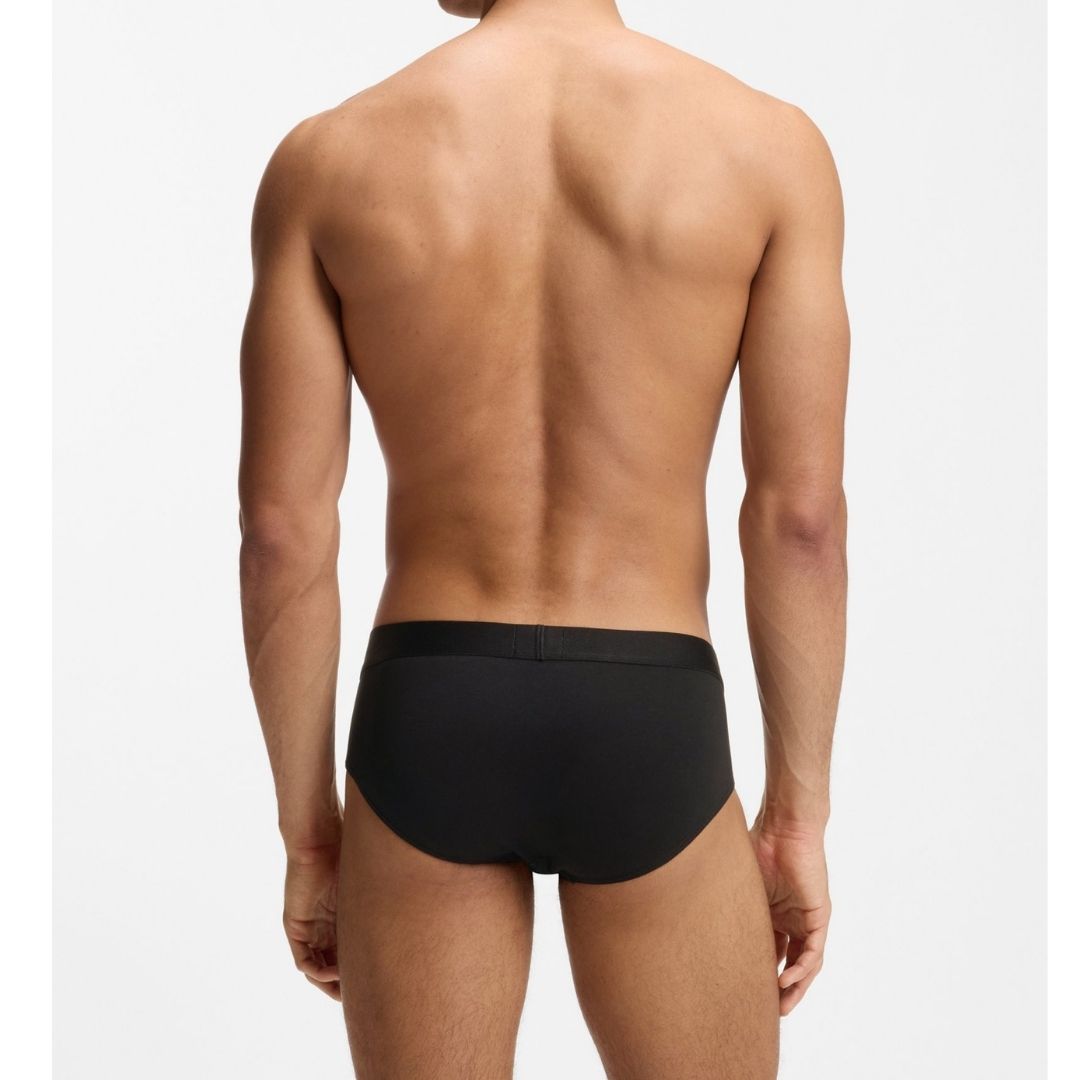 Boss Three-pack low-rise briefs in stretch cotton Black