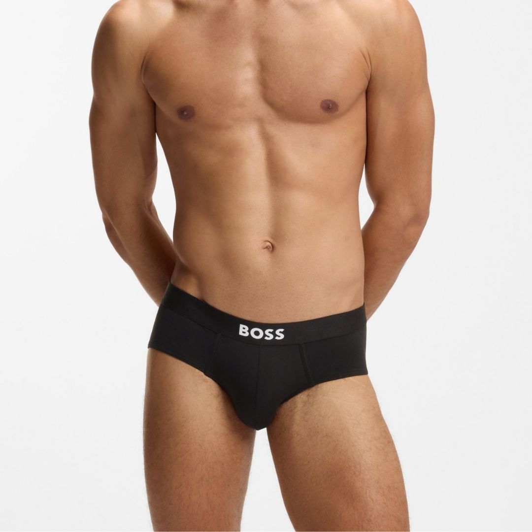 Boss Three-pack low-rise briefs in stretch cotton Black