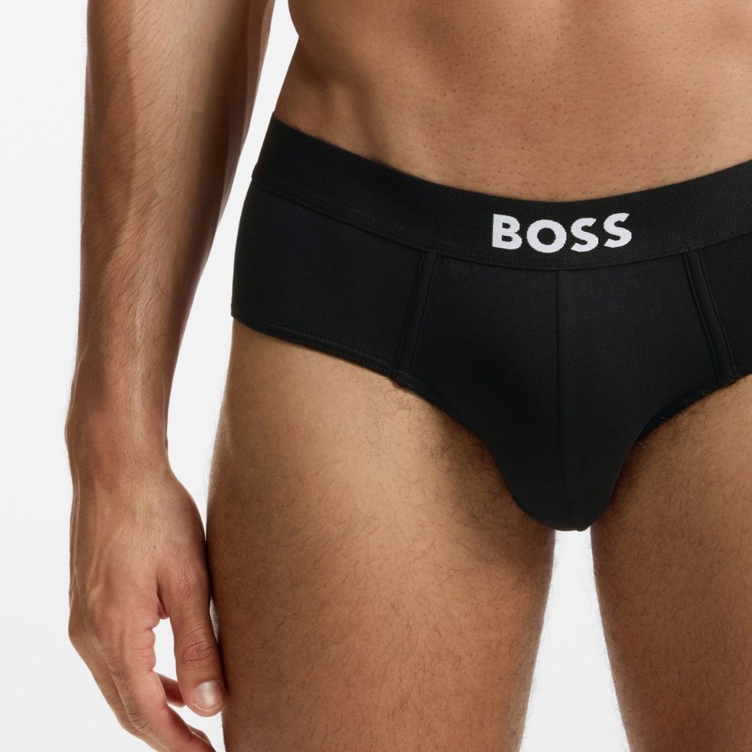 Boss Three-pack low-rise briefs in stretch cotton Black