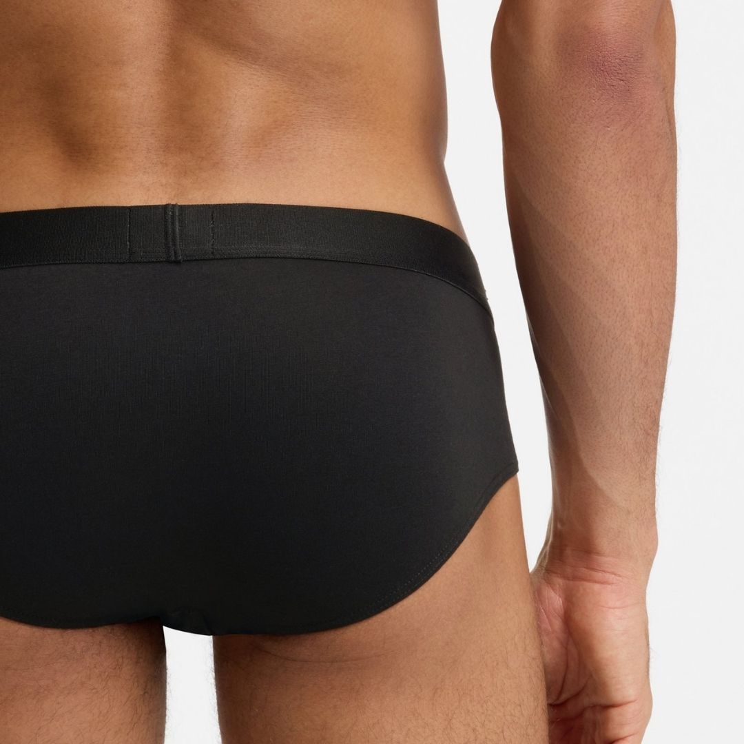 Boss Three-pack low-rise briefs in stretch cotton Black