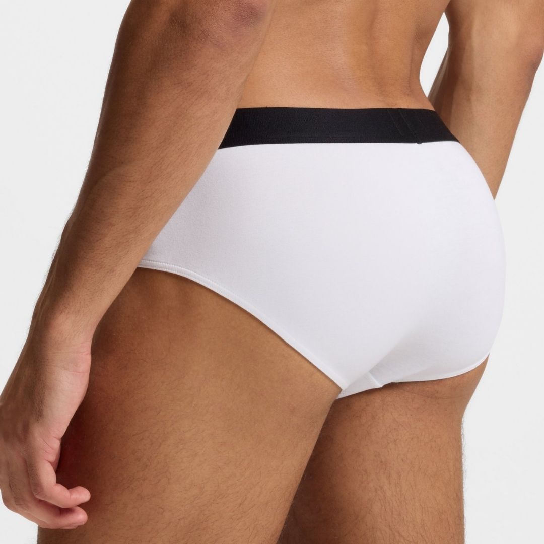 Boss Three-pack low-rise briefs in stretch cotton - White