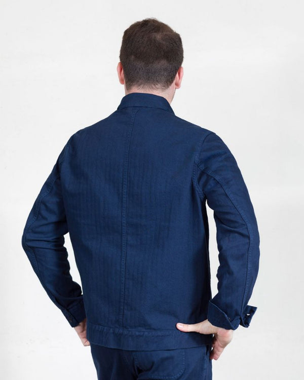 Vetra Herringbone Bomber Jacket - Navy