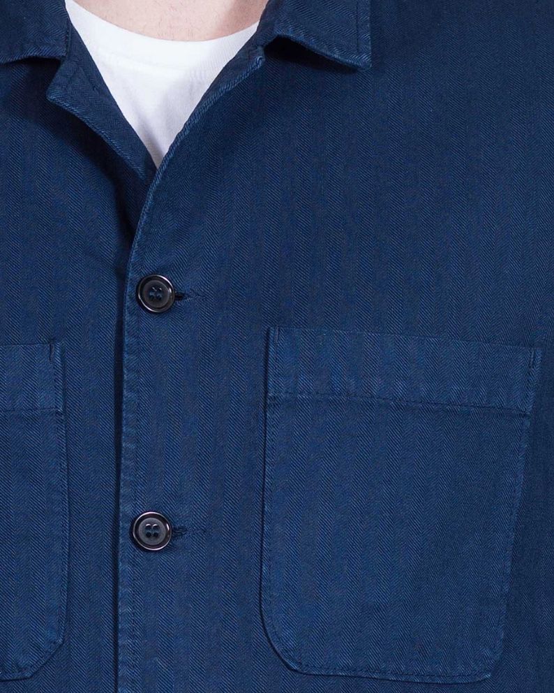 Vetra Herringbone Bomber Jacket - Navy