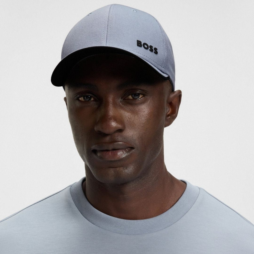 Boss Six Panel Cap in Cotton Twill with Printed Logo - Lt Blue