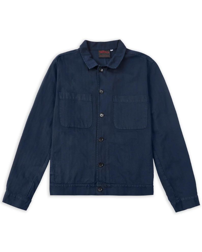 Vetra Herringbone Bomber Jacket - Navy