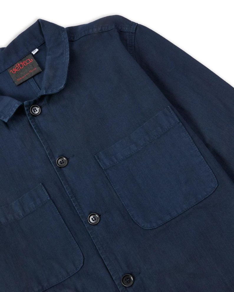 Vetra Herringbone Bomber Jacket - Navy