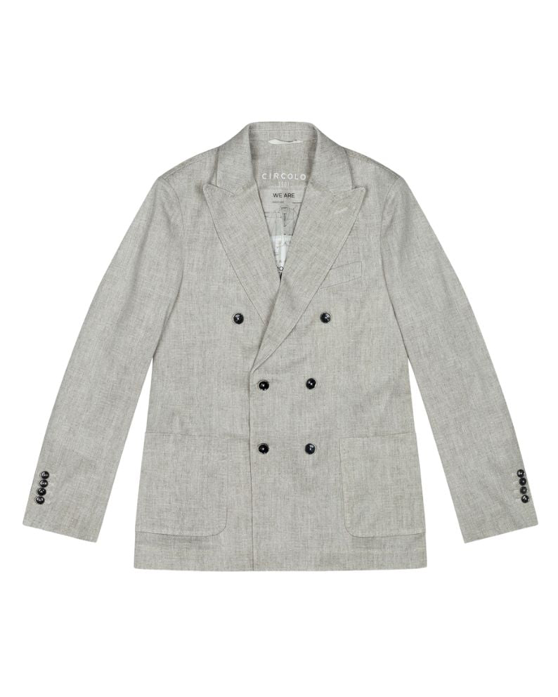 Circolo 1901 Herringbone Double Breasted Blazer - Naturale Beige