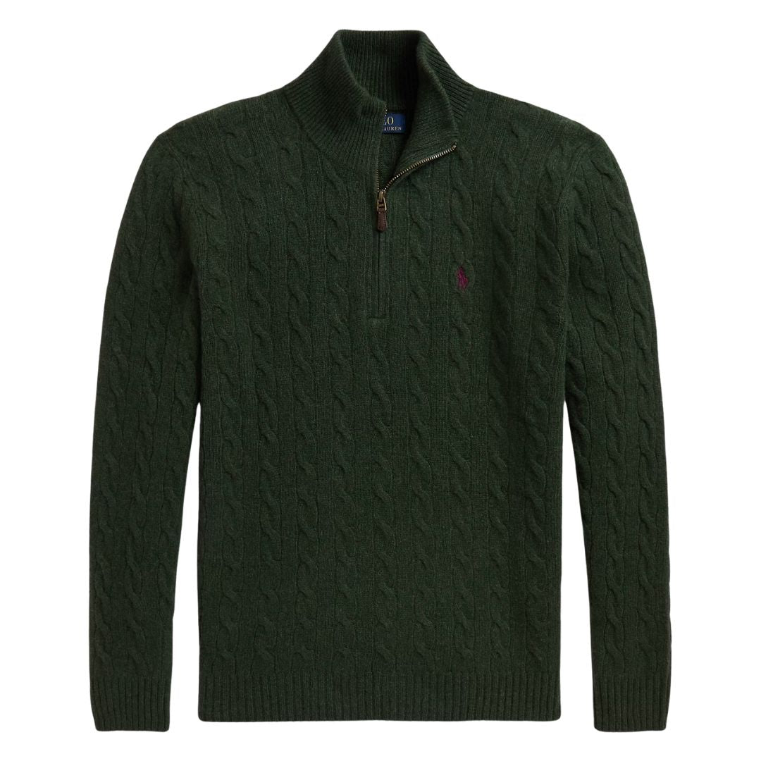 Polo Ralph Lauren Cable-Knit Quarter-Zip Jumper - Green