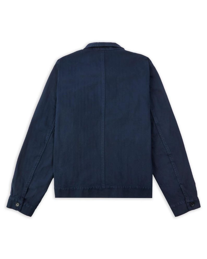 Vetra Herringbone Bomber Jacket - Navy