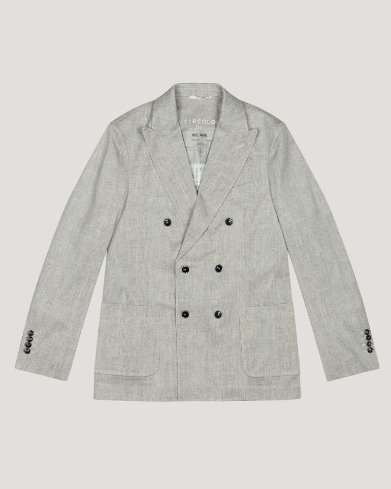 Circolo 1901 Herringbone Double Breasted Blazer - Naturale Beige
