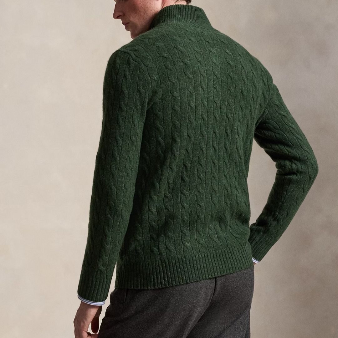 Polo Ralph Lauren Cable-Knit Quarter-Zip Jumper - Green