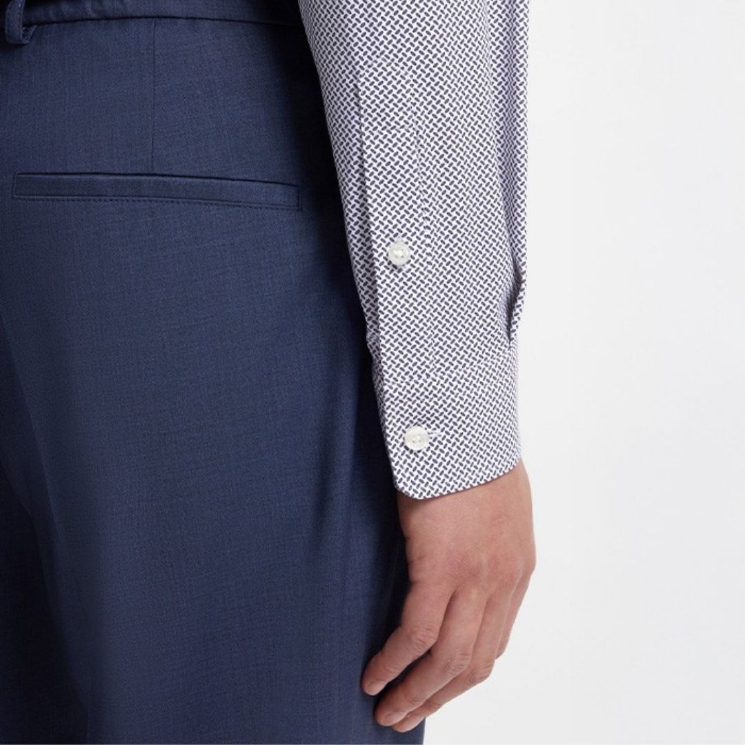 Boss Black BOSS Liam Regular Fit Stretch Shirt Blue/White
