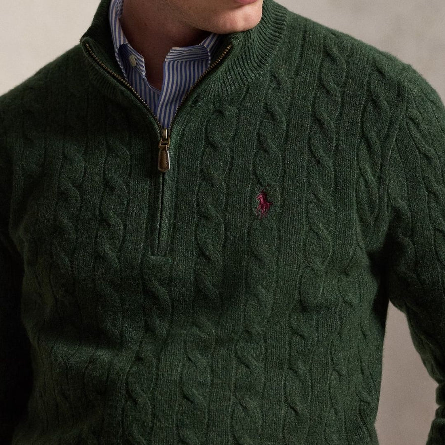Polo Ralph Lauren Cable-Knit Quarter-Zip Jumper - Green