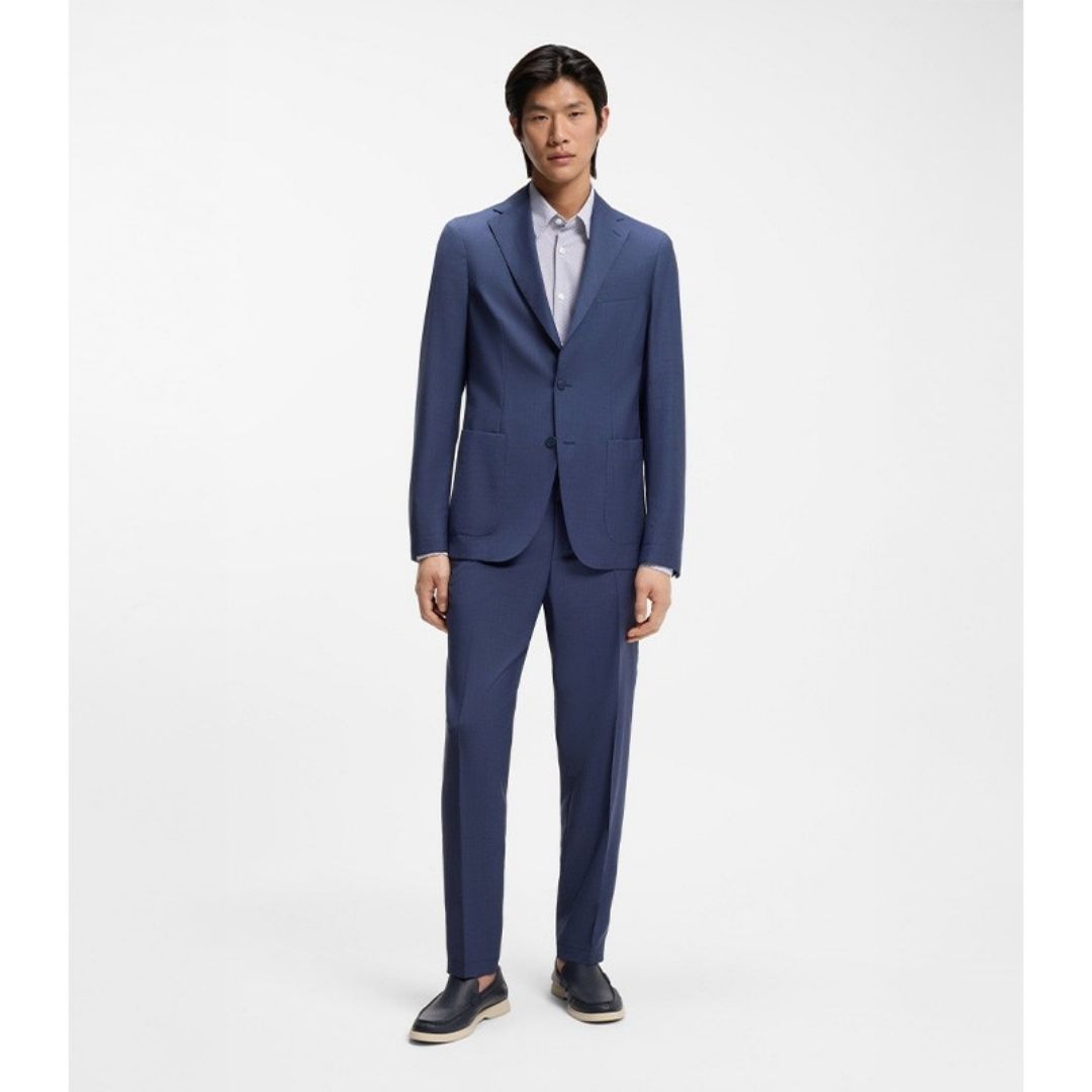 Boss Black BOSS Liam Regular Fit Stretch Shirt Blue/White
