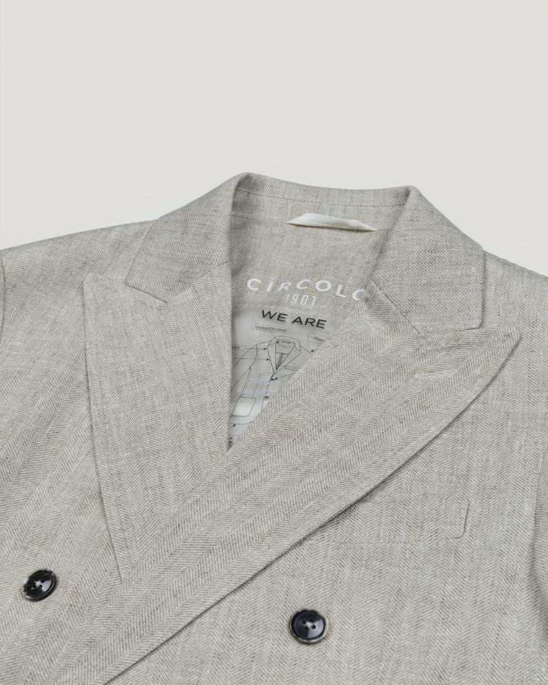 Circolo 1901 Herringbone Double Breasted Blazer - Naturale Beige