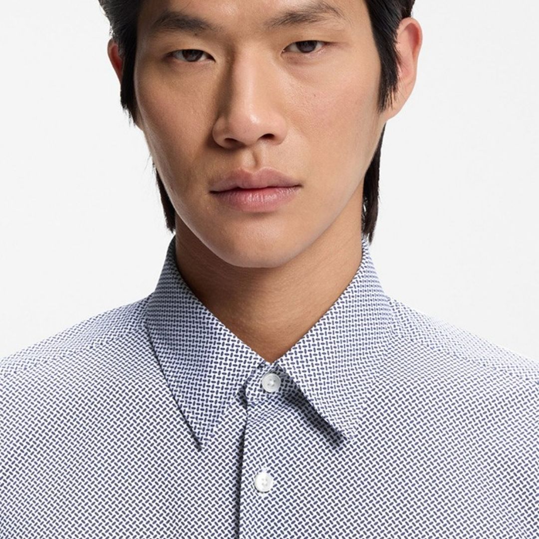 Boss Black BOSS Liam Regular Fit Stretch Shirt Blue/White