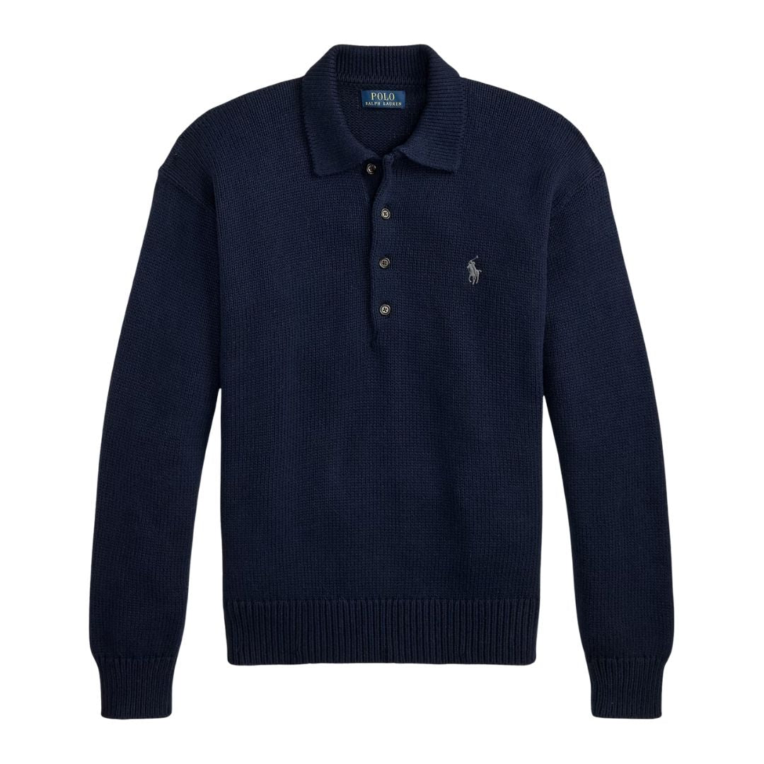 Polo Ralph Lauren Relaxed Fit Cable Cotton Polo Jumper Navy