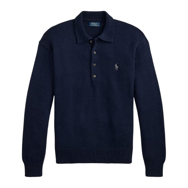 Polo Ralph Lauren Relaxed Fit Cable Cotton Polo Jumper Navy