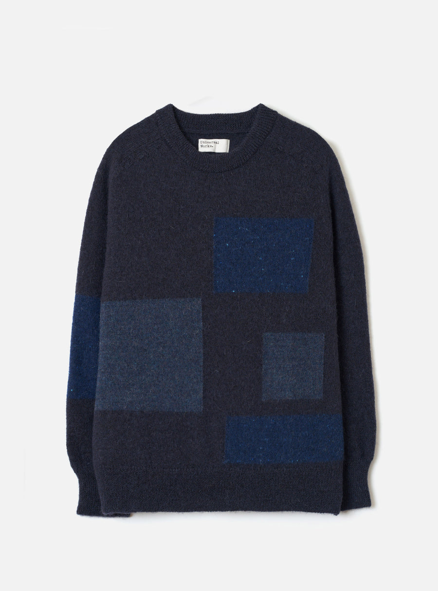 Universal Works British Wool Lyon Crew Knit - Navy