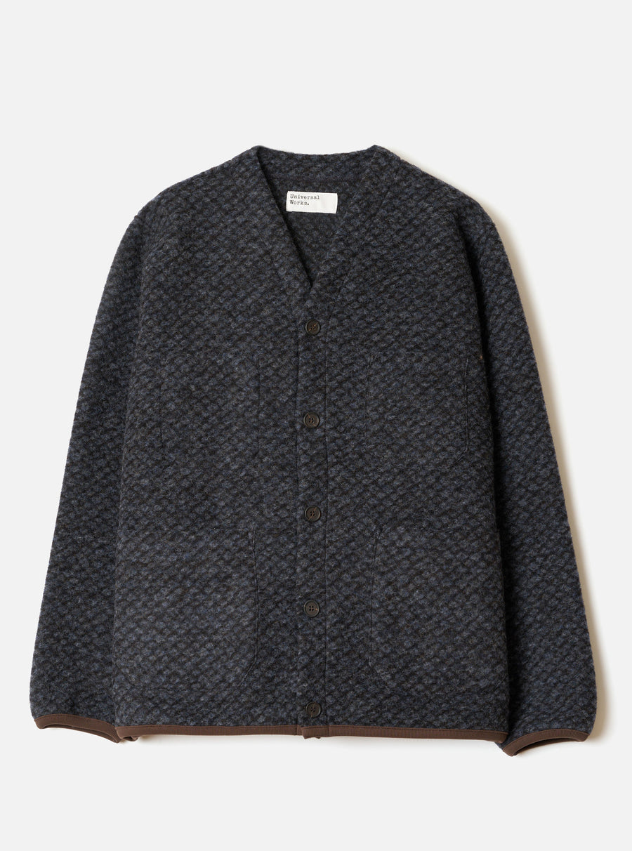 Universal Works Diamond Fleece Cardigan - Grey