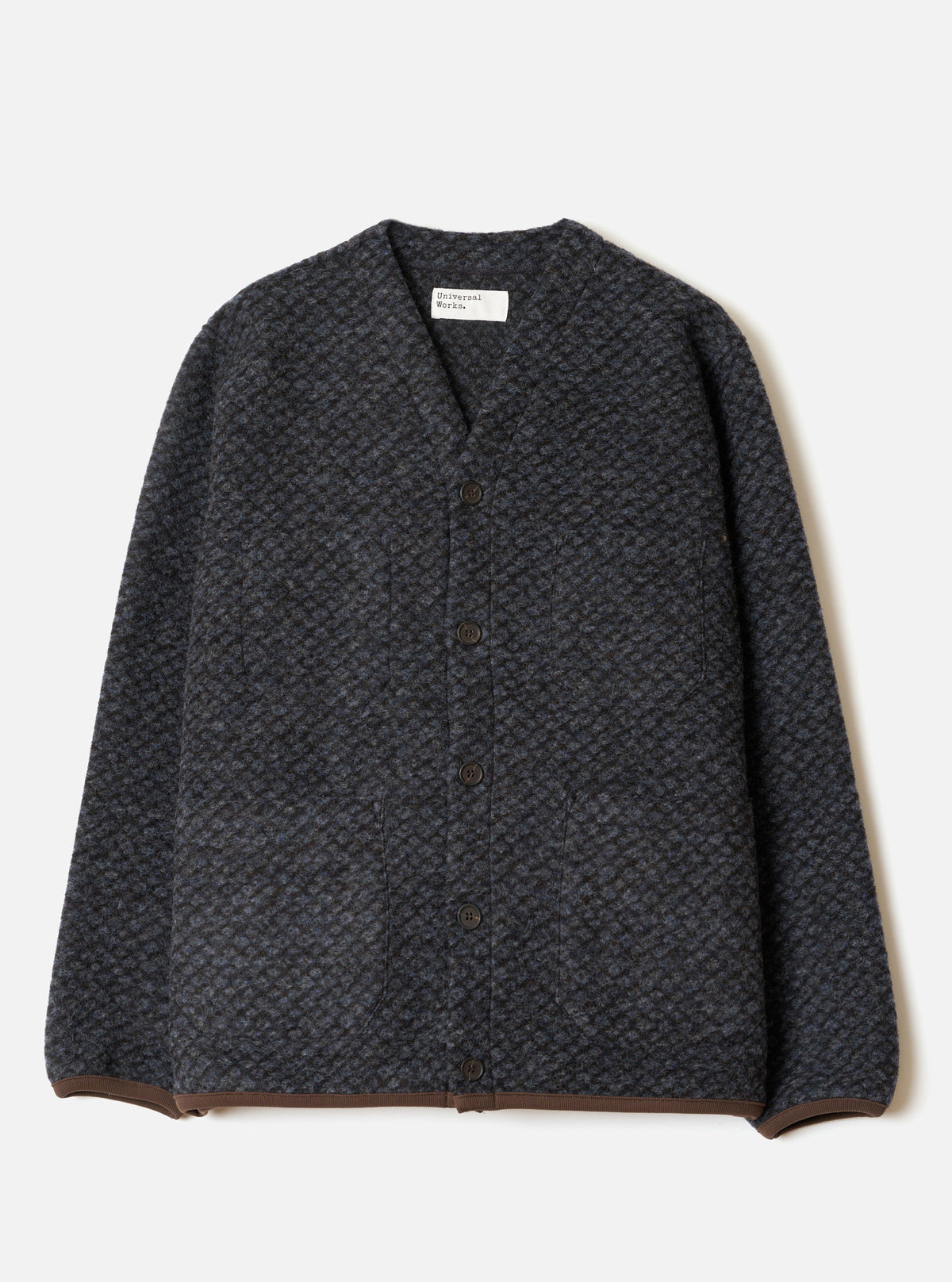 Universal Works Diamond Fleece Cardigan - Grey