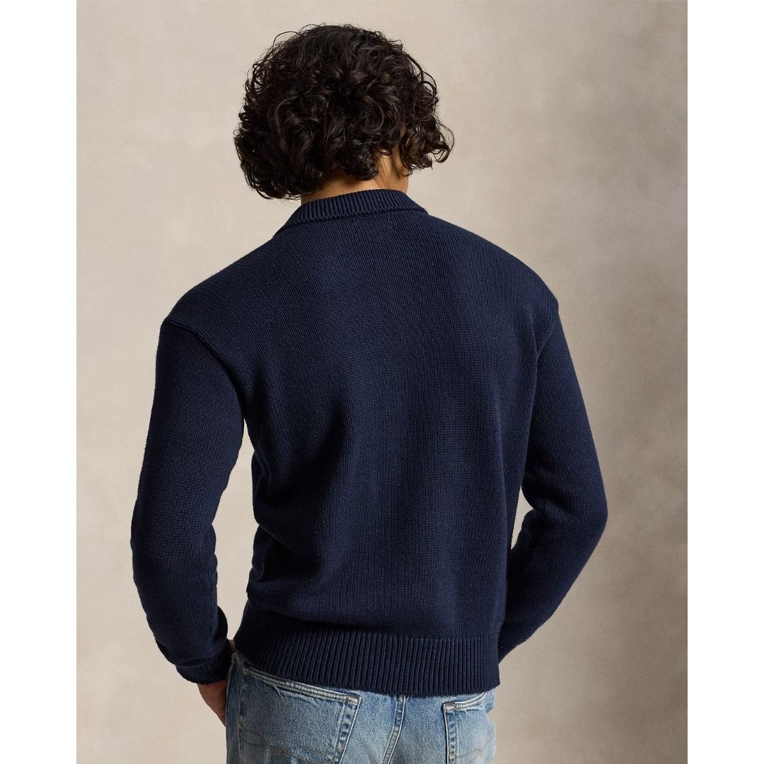 Polo Ralph Lauren Relaxed Fit Cable Cotton Polo Jumper Navy