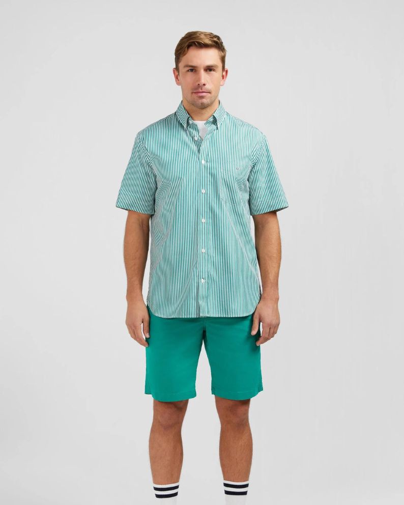 Eden Park Short Sleeved Stripe Shirt - Green