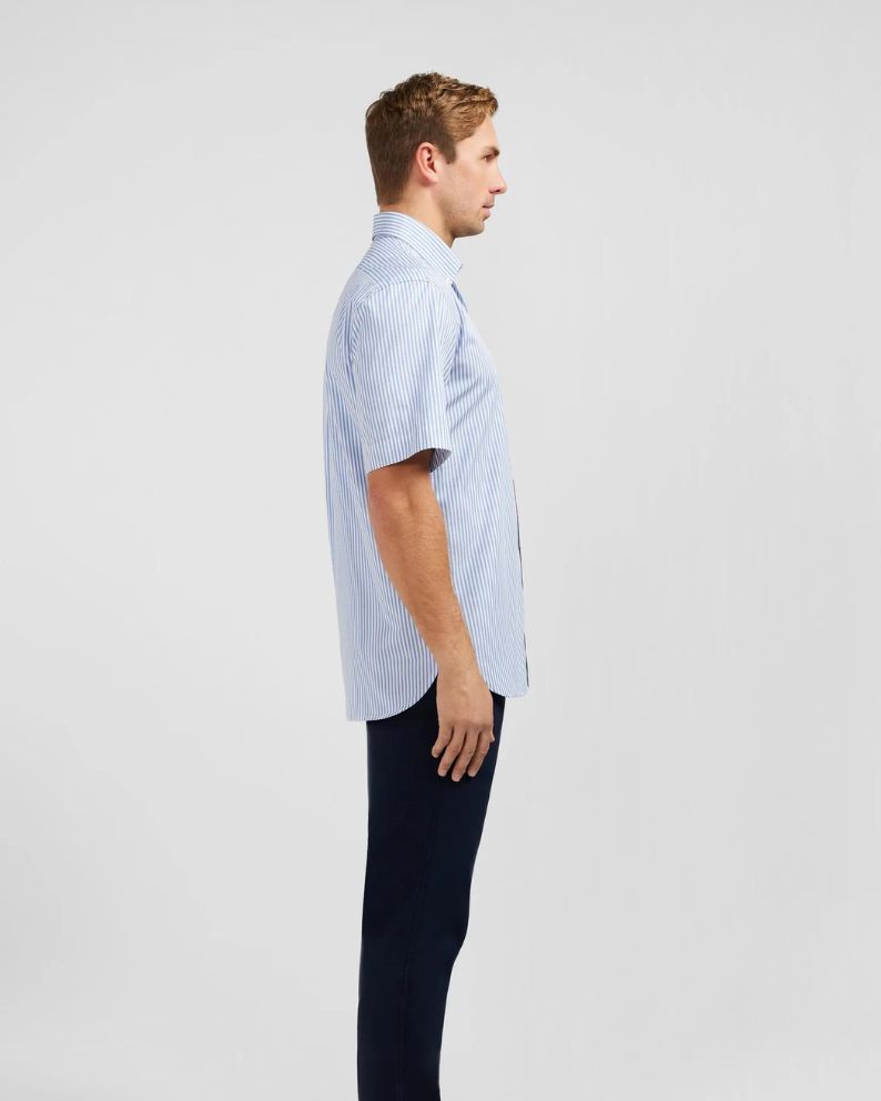 Eden Park Short Sleeved Stripe Shirt - Blue