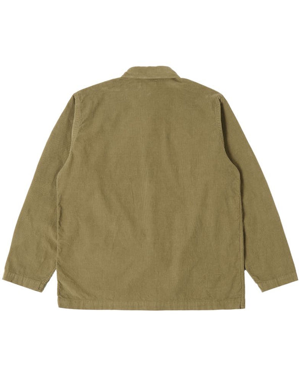 Universal Works Bakers Overshirt In Fine Cord - Green