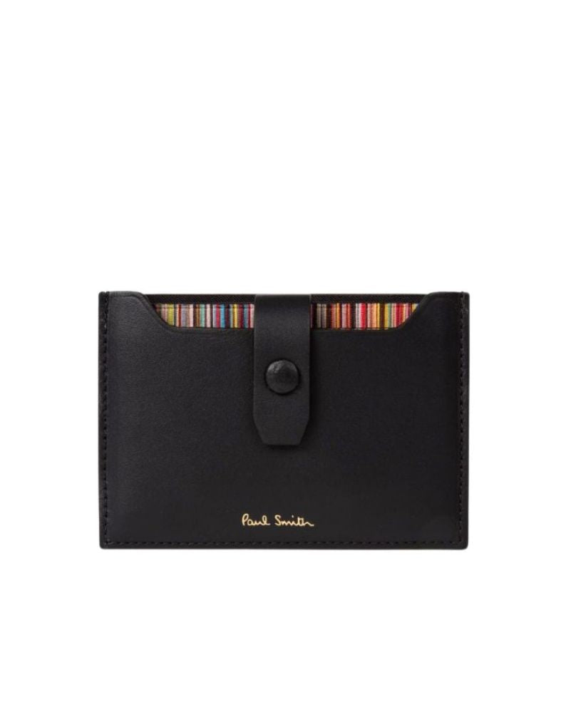 Paul Smith Leather Credit Card Holder With Signature Stripe - Black