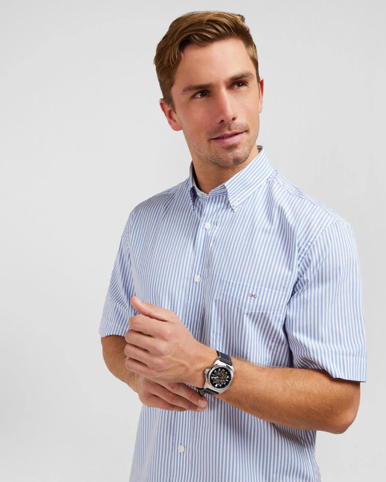 Eden Park Short Sleeved Stripe Shirt - Blue