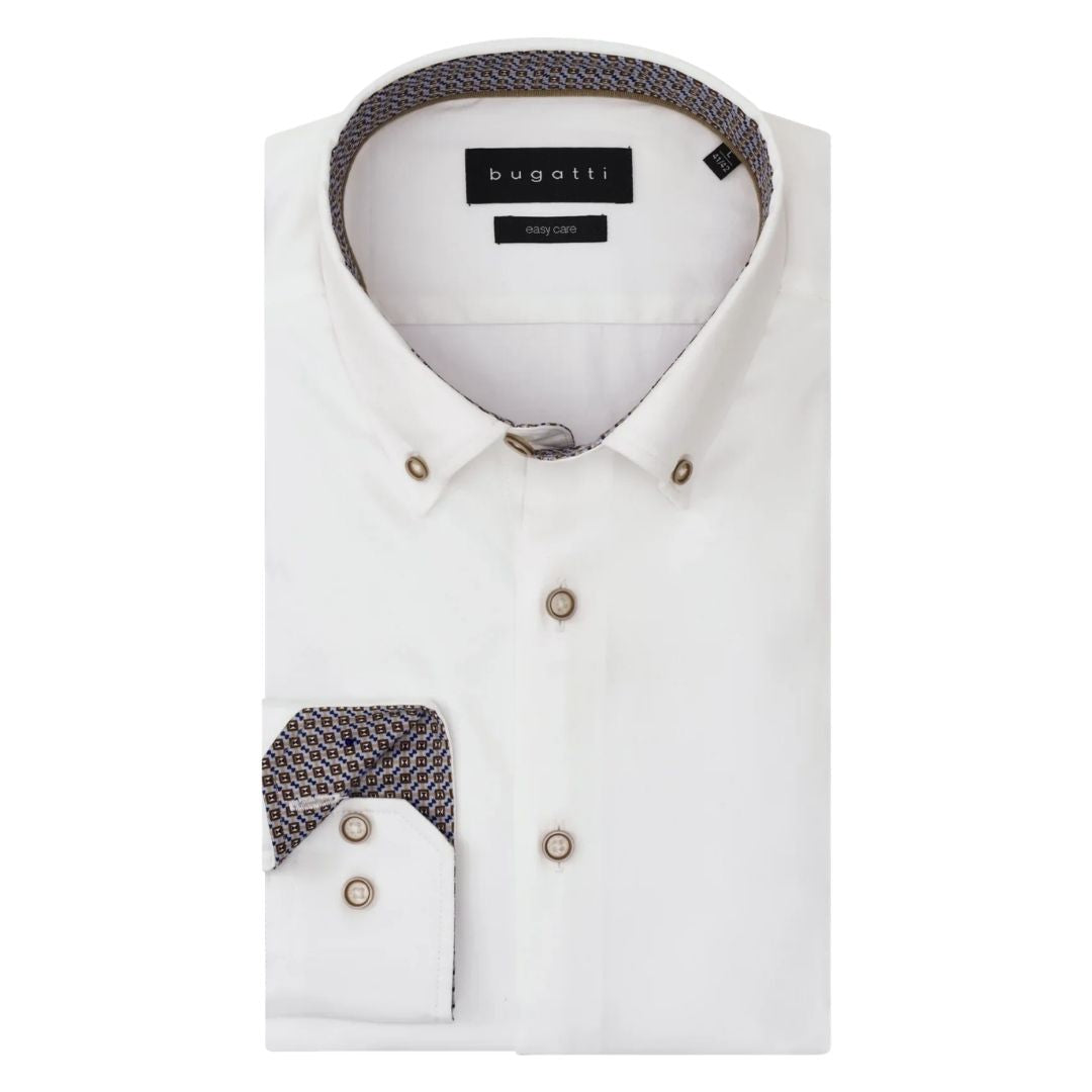 Bugatti Casual Shirt Long Sleeve - White Bugatti Casual Shirt Long Sleeve - White