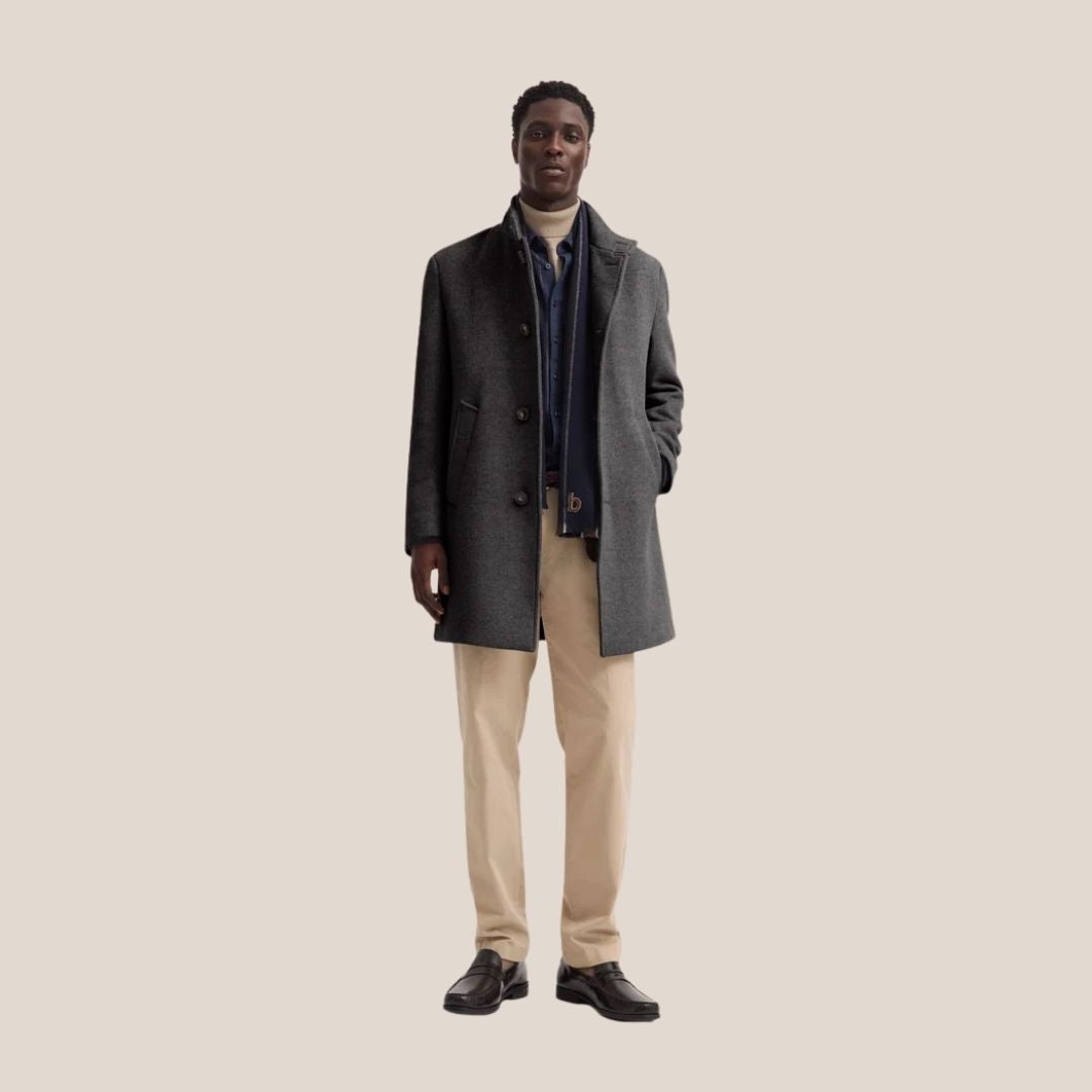 Bugatti Stand-collar coat with Flex-city comfort - Navy