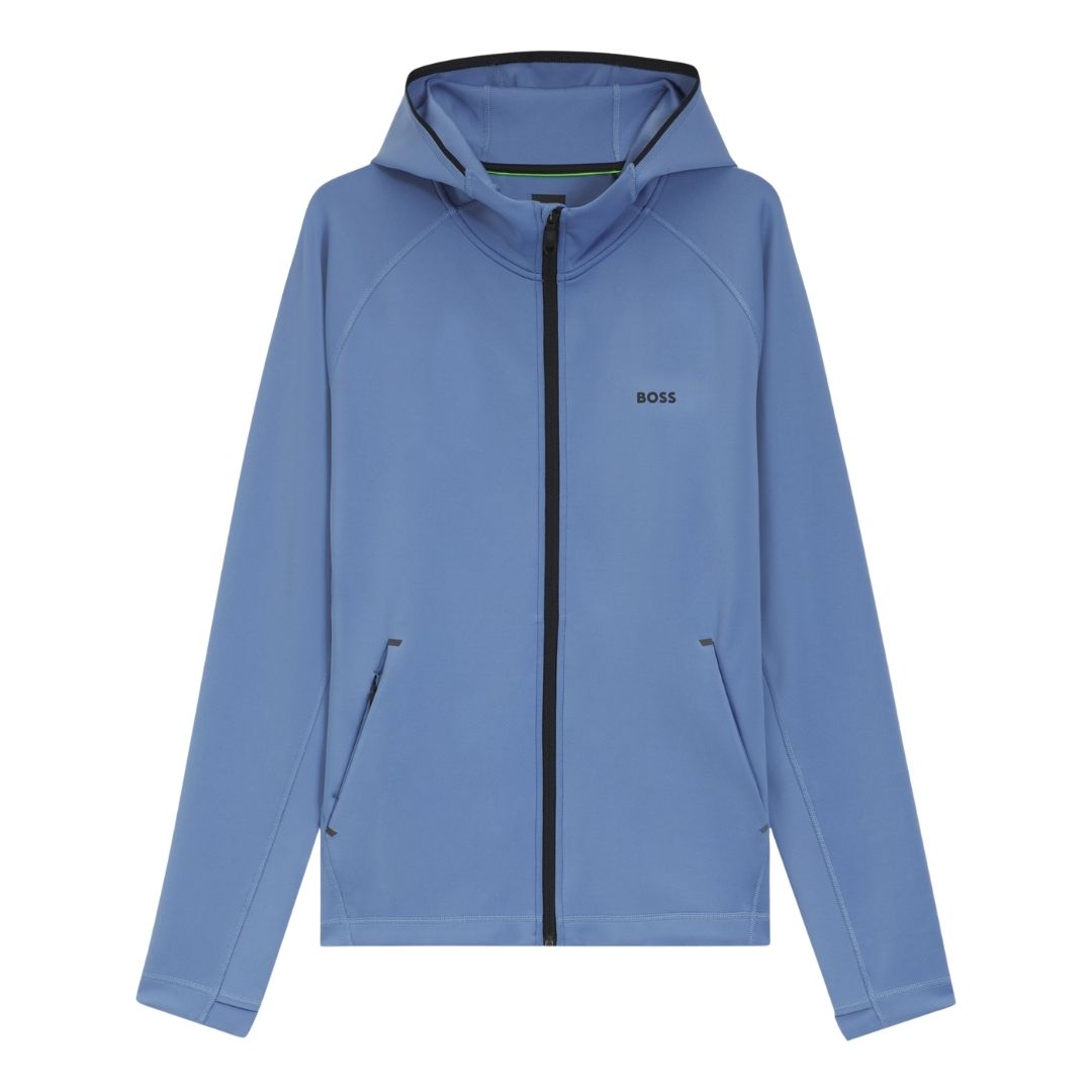 Boss Green Sicon Active Hooded Zip Thru Sweat - Blue