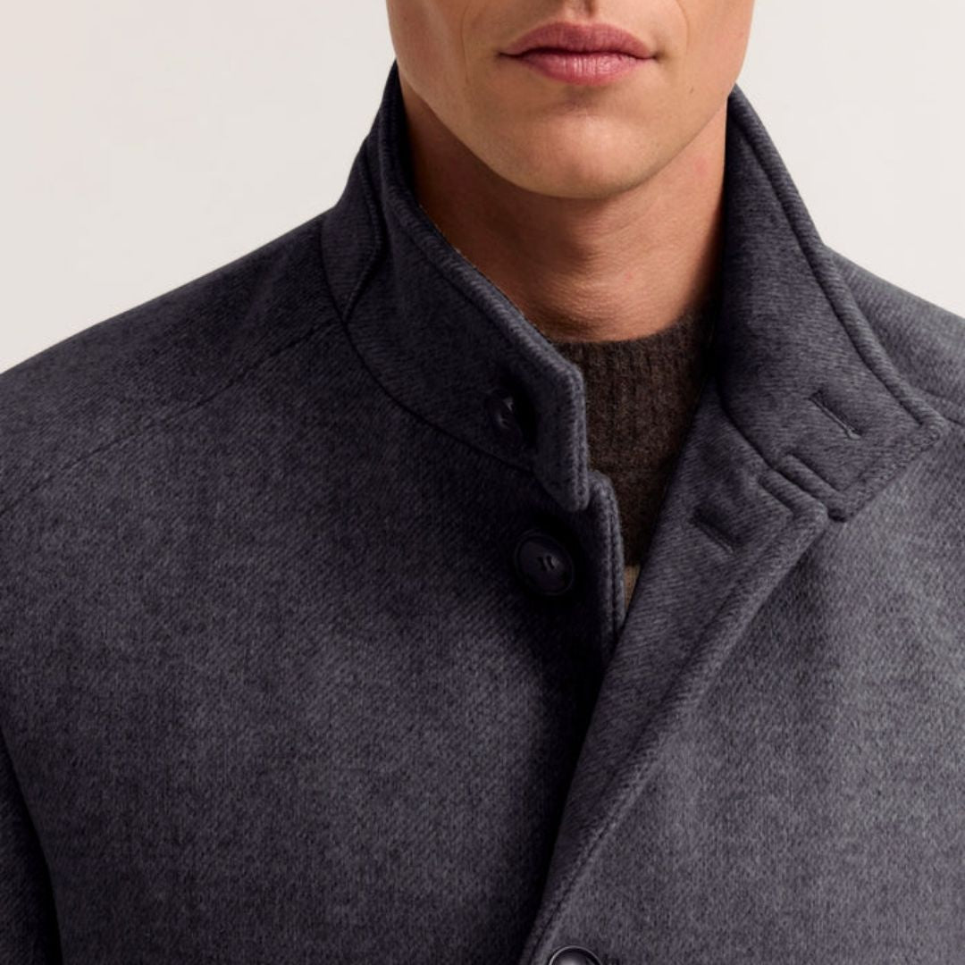 Bugatti Stand-collar coat with Flex-city comfort - Navy