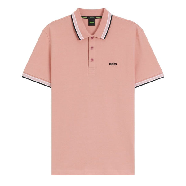 Boss Green Paddy Polo Shirt in Cotton Pique - Pink