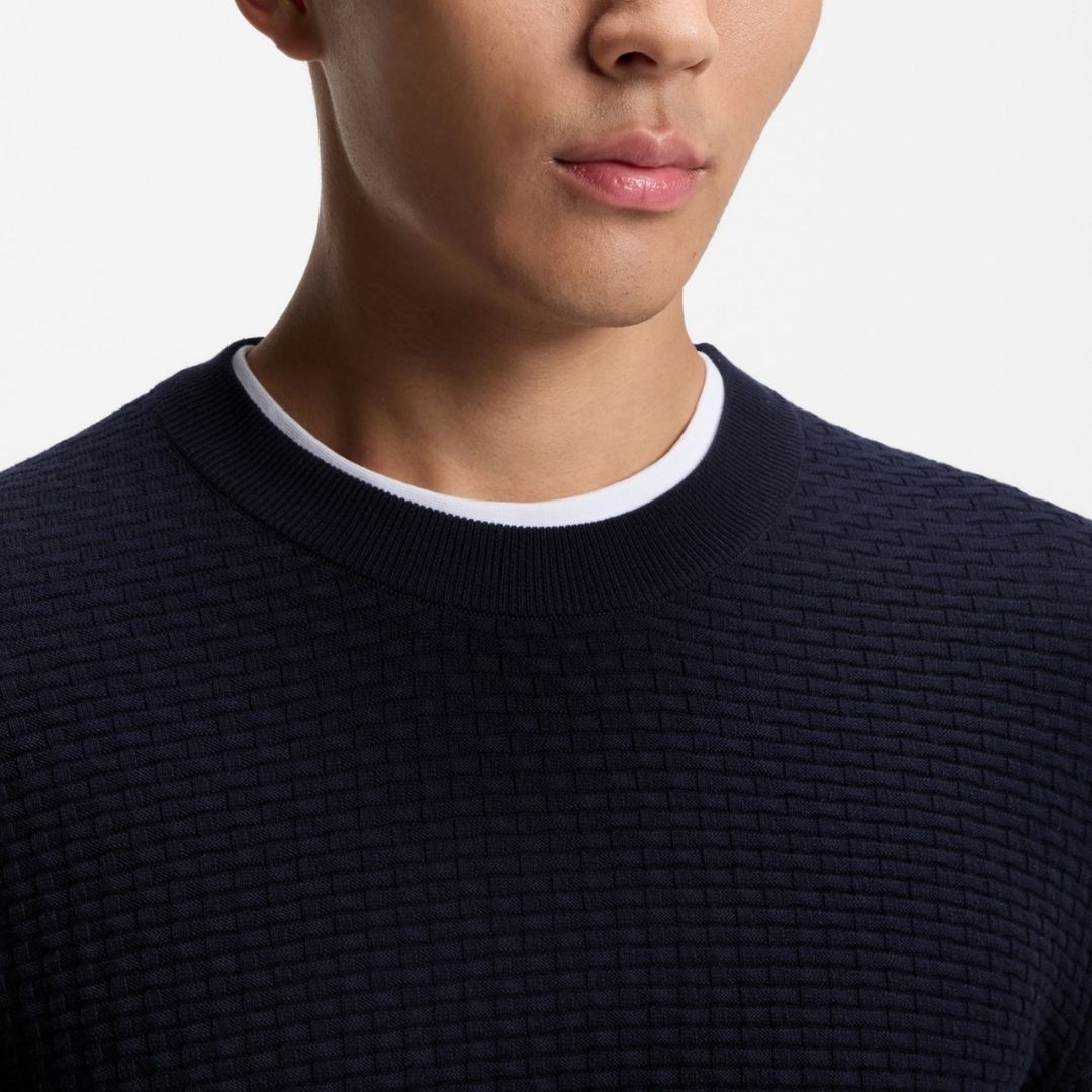 Boss Black H-Imberto Cotton Sweater Knit - Blue