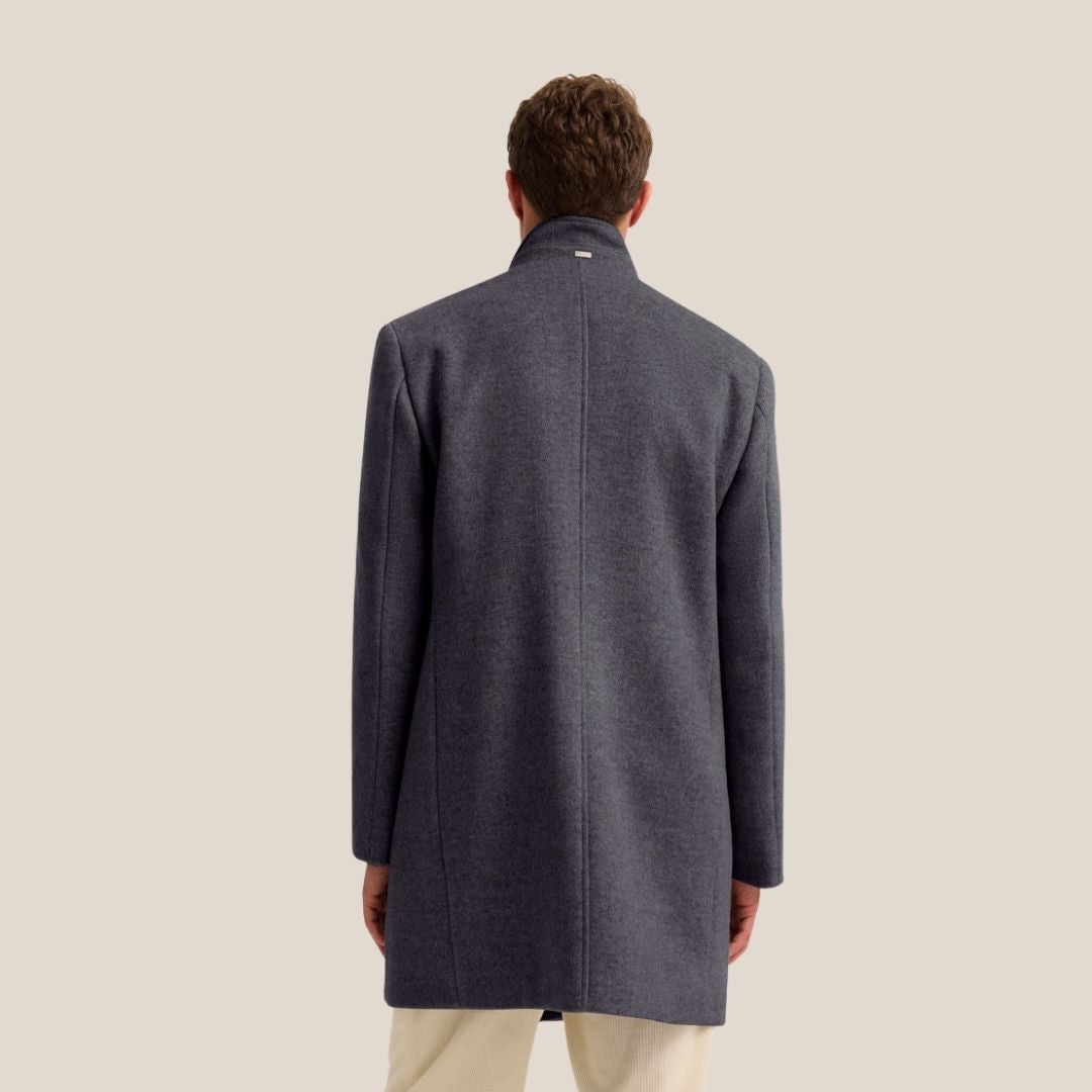 Bugatti Stand-collar coat with Flex-city comfort - Navy