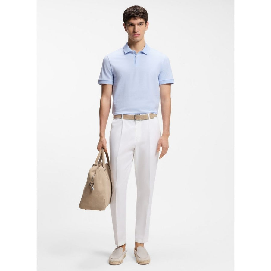 BOSS Black H-Parlay Structured Cotton Polo – Blue