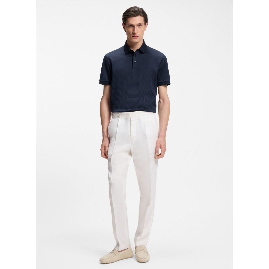 Boss Black H-Parlay Mercerized Cotton Polo Jacquard Print - Blue