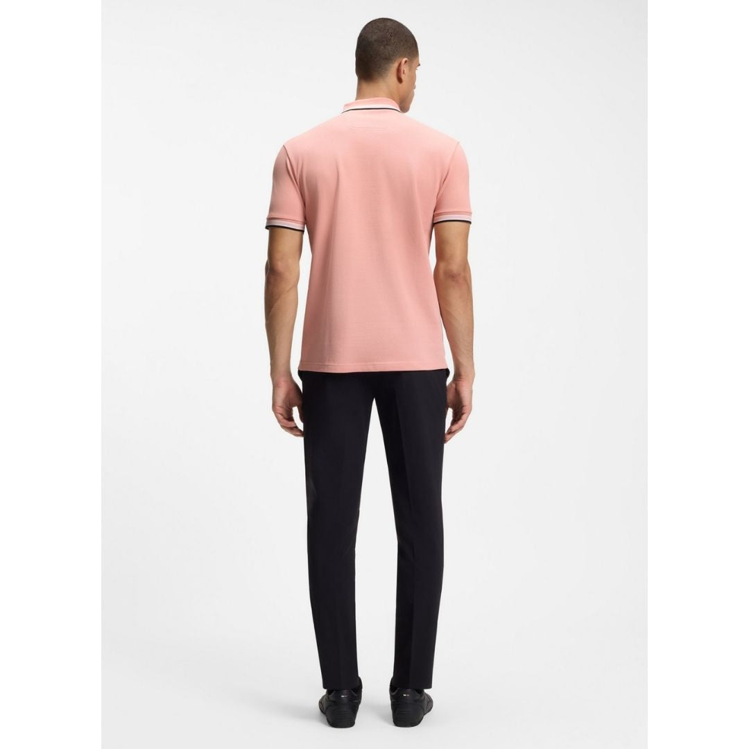 Boss Green Paddy Polo Shirt in Cotton Pique - Pink