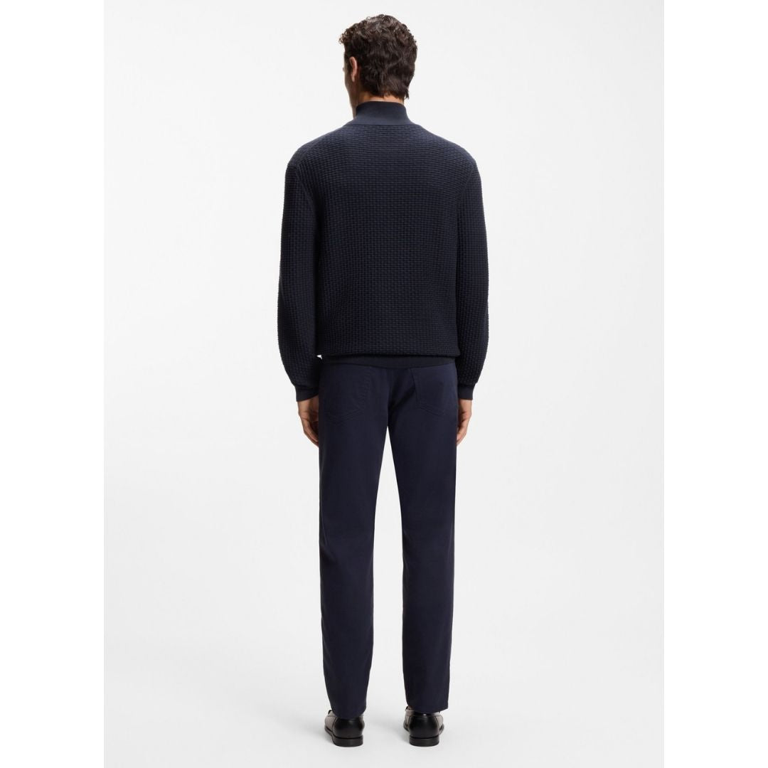 Boss Black H-Ulicio Quarter Zip Sweater in Cotton - Blue