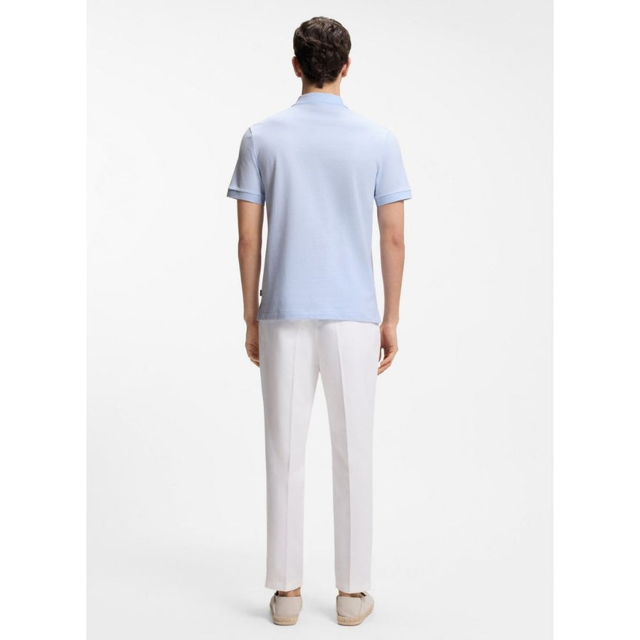 BOSS Black H-Parlay Structured Cotton Polo – Blue