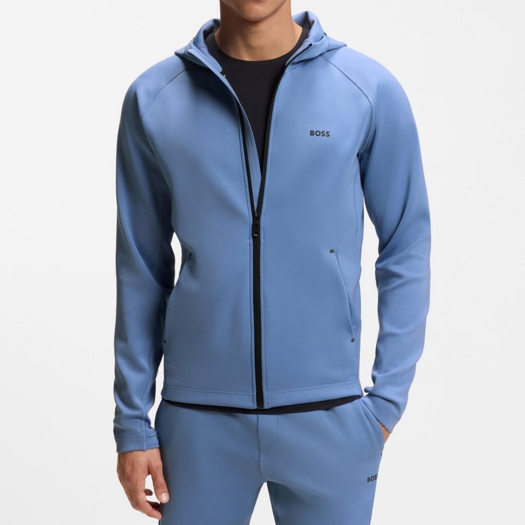 Boss Green Sicon Active Hooded Zip Thru Sweat - Blue