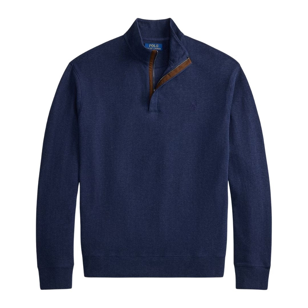 Polo Ralph Lauren Herringbone-Print Luxury Jersey Pullover - Navy