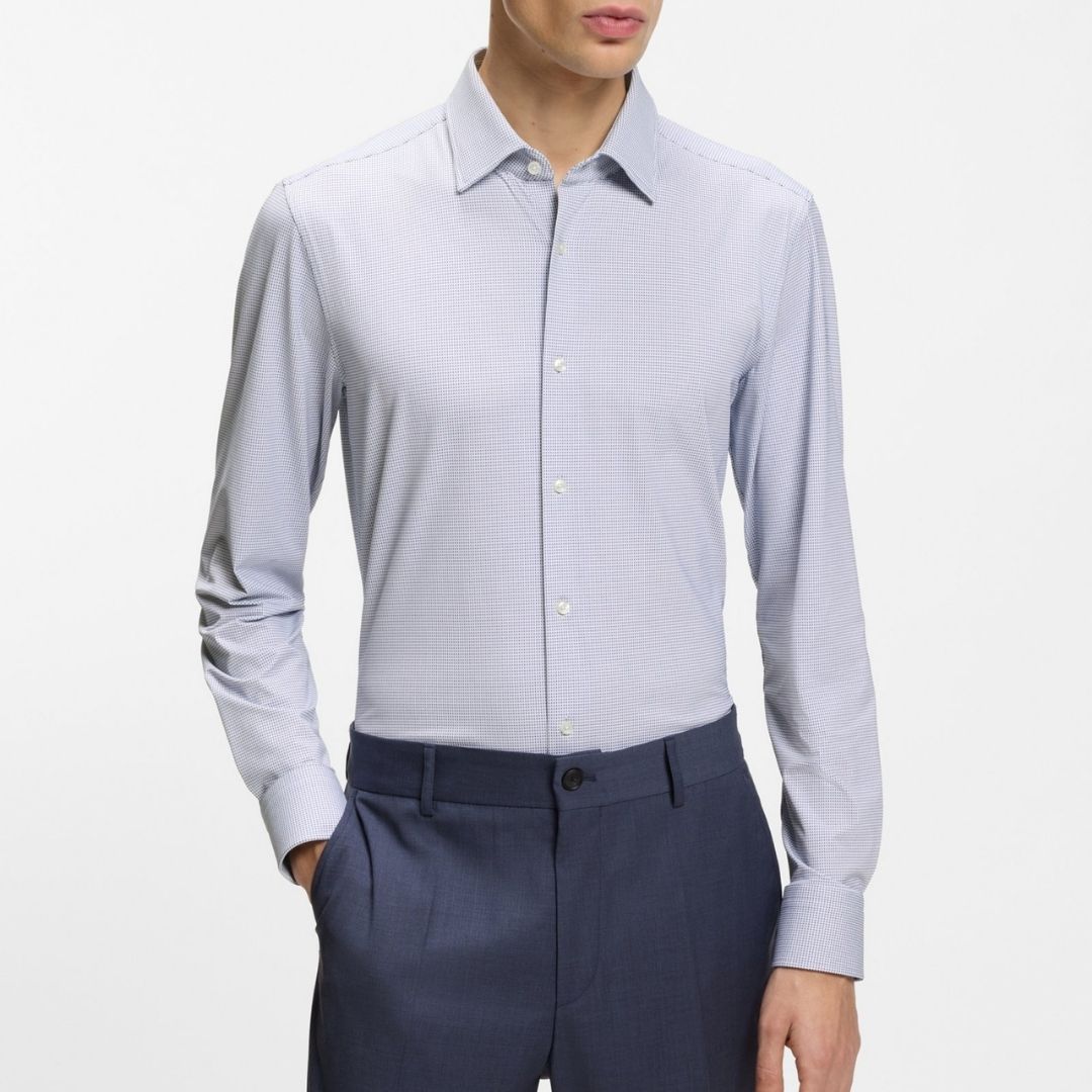 Boss Black P-HANK-K Slim Shirt Italian Performance - Dk Blue